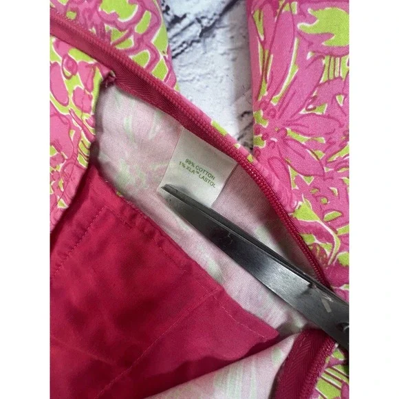 Lilly Pulitzer the seacret garden print green pink wide leg pant sz 4 - Picture 8 of 8